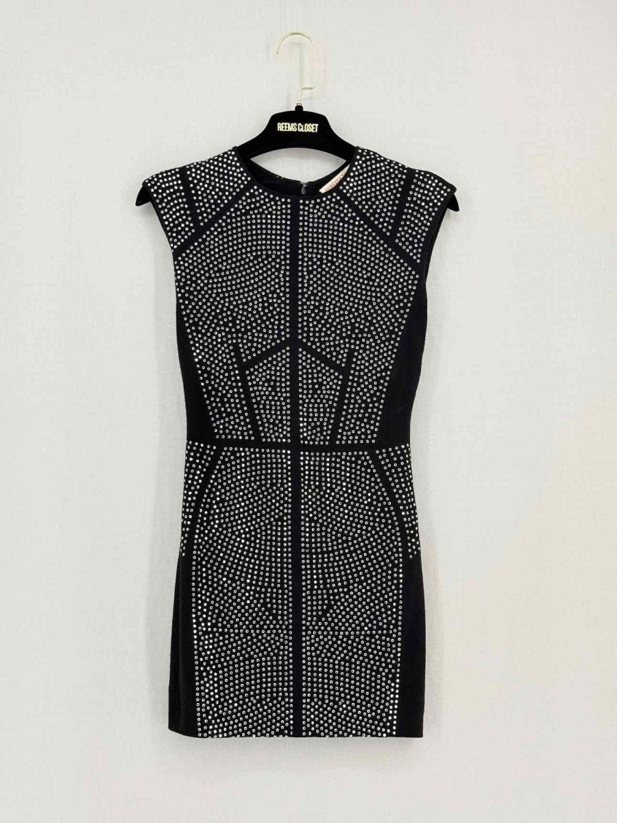 Pre - loved REBECCA TAYLOR Black Studded Size XSmall Short Dress at Reems Closet