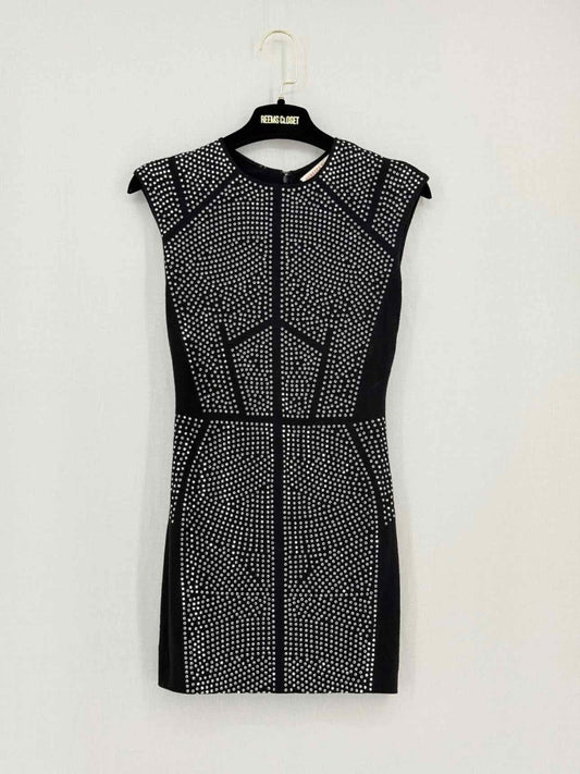 Pre - loved REBECCA TAYLOR Black Studded Size XSmall Short Dress at Reems Closet