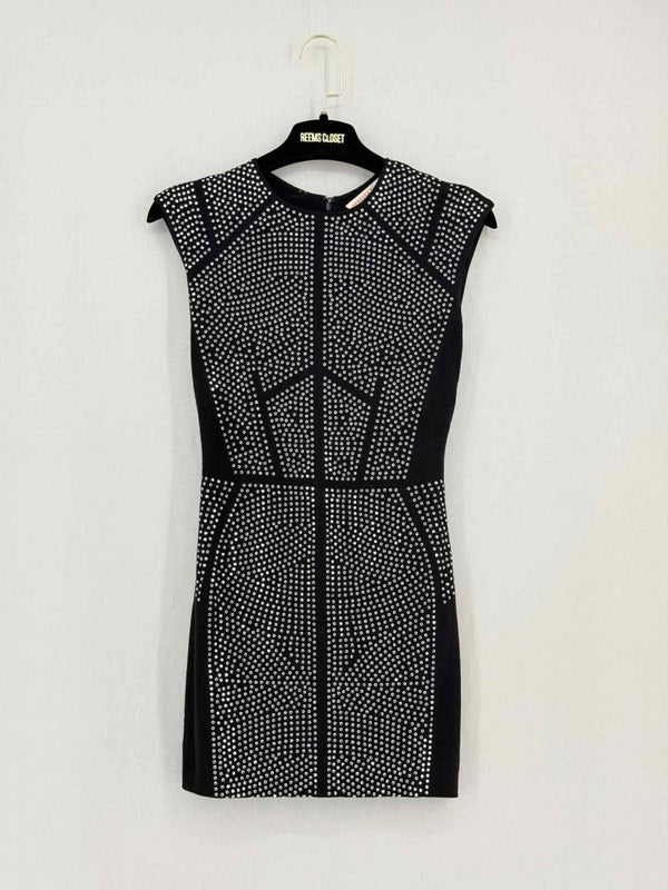 Pre - loved REBECCA TAYLOR Black Studded Size XSmall Short Dress at Reems Closet