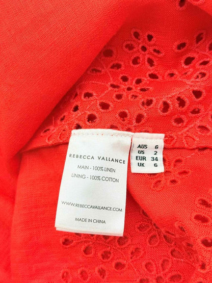 Pre-loved REBECCA VALLANCE Portia Red Size US 2 Midi Dress at Reems Closet