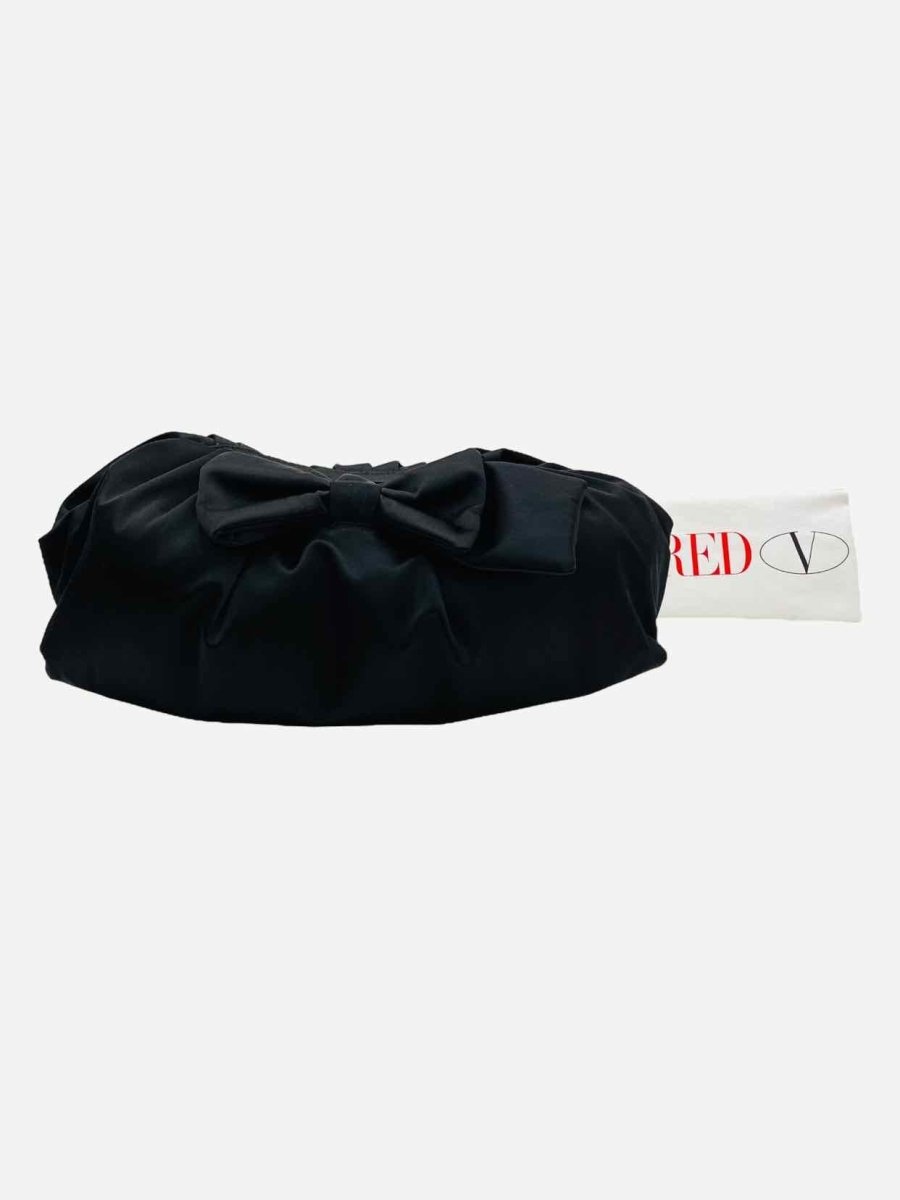 Pre - loved RED VALENTINO Clutch Black Ruched Clutch at Reems Closet