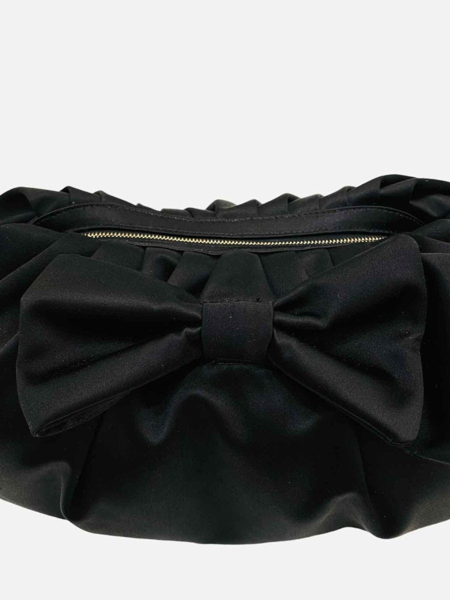 Pre - loved RED VALENTINO Clutch Black Ruched Clutch at Reems Closet