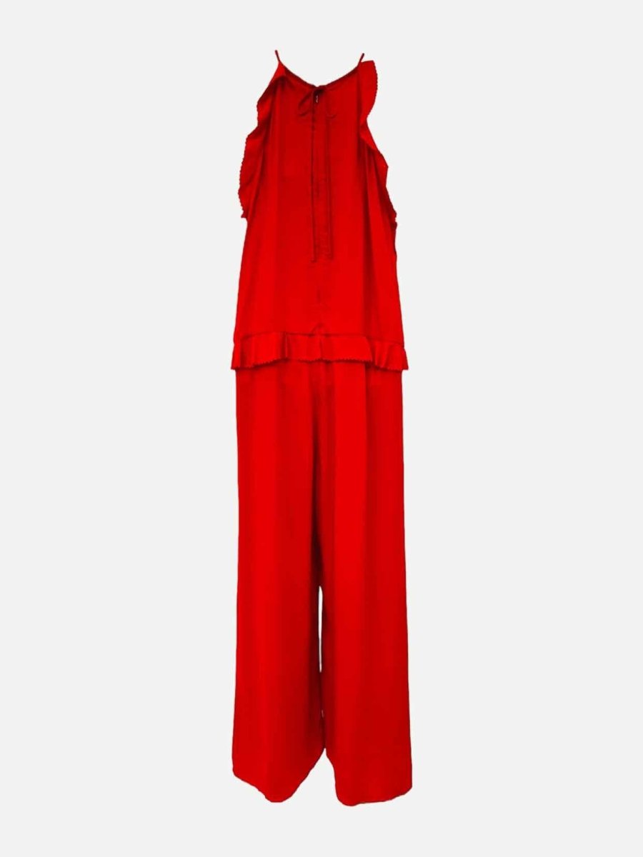 Pre - loved RED VALENTINO Red Ruffled Jumpsuit at Reems Closet