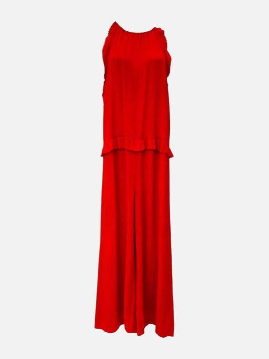 Pre - loved RED VALENTINO Red Ruffled Jumpsuit at Reems Closet