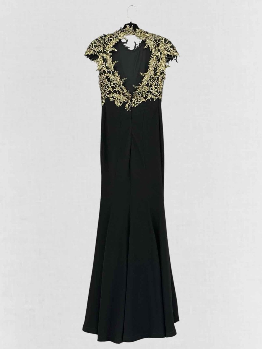 Pre - loved REEMS CLOSET Black w/ Gold Panel Size US 4 Long Dress at Reems Closet