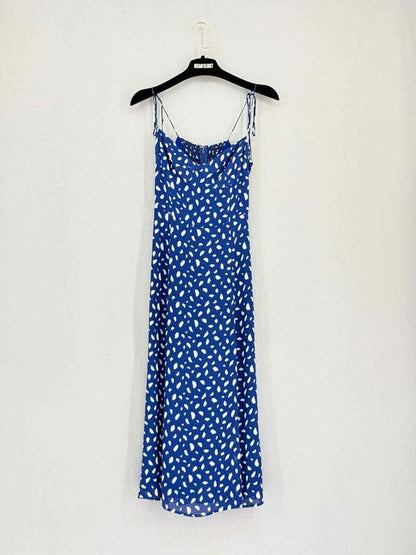 Pre-loved REFORMATION Blue & White Size US 4 Knee Length Dress at Reems Closet