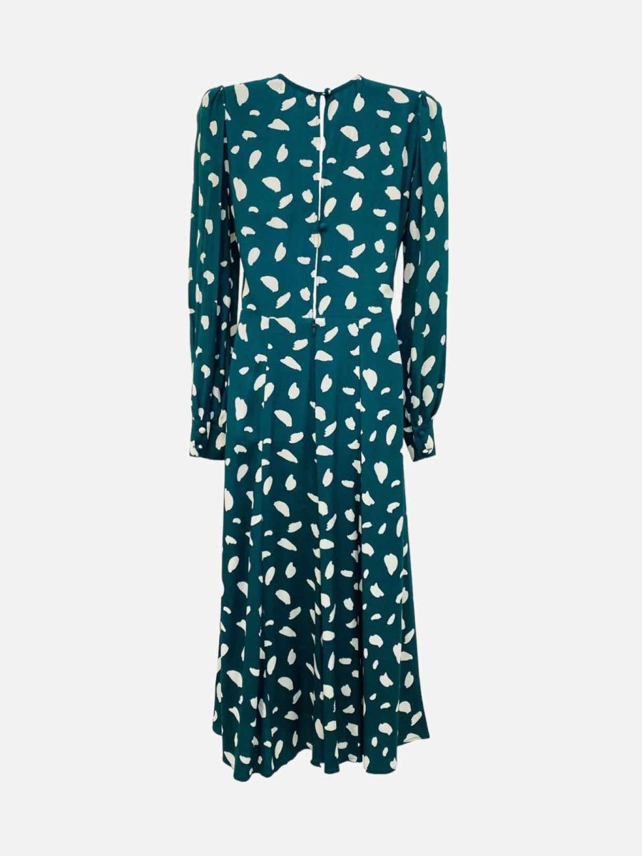 Pre - loved REFORMATION Green & White Printed Midi Dress at Reems Closet