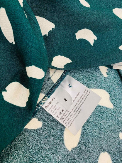 Pre - loved REFORMATION Green & White Size Medium Midi Dress at Reems Closet