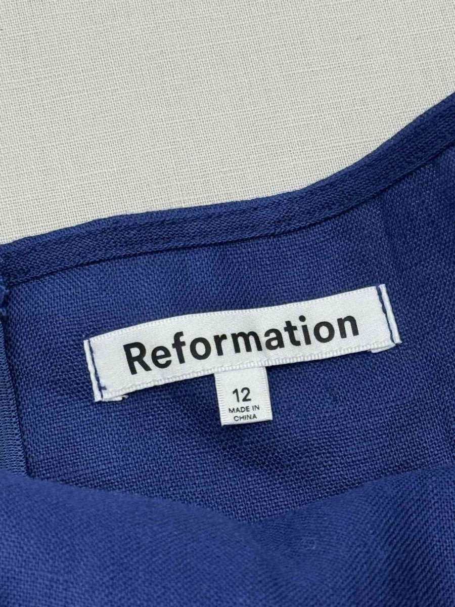 Pre-loved REFORMATION Navy Blue Size US 12 Short Dress at Reems Closet