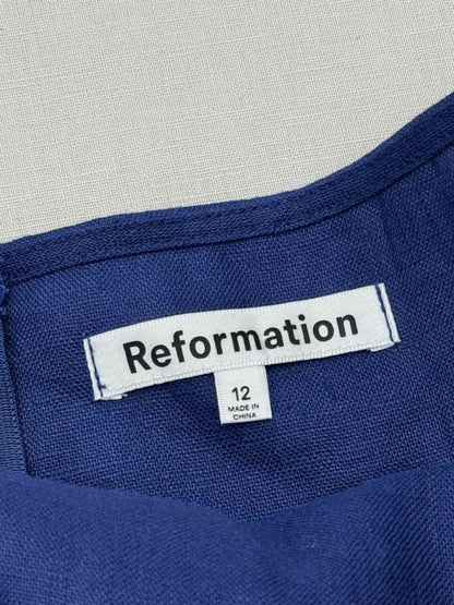Pre - loved REFORMATION Navy Blue Size US 12 Short Dress at Reems Closet