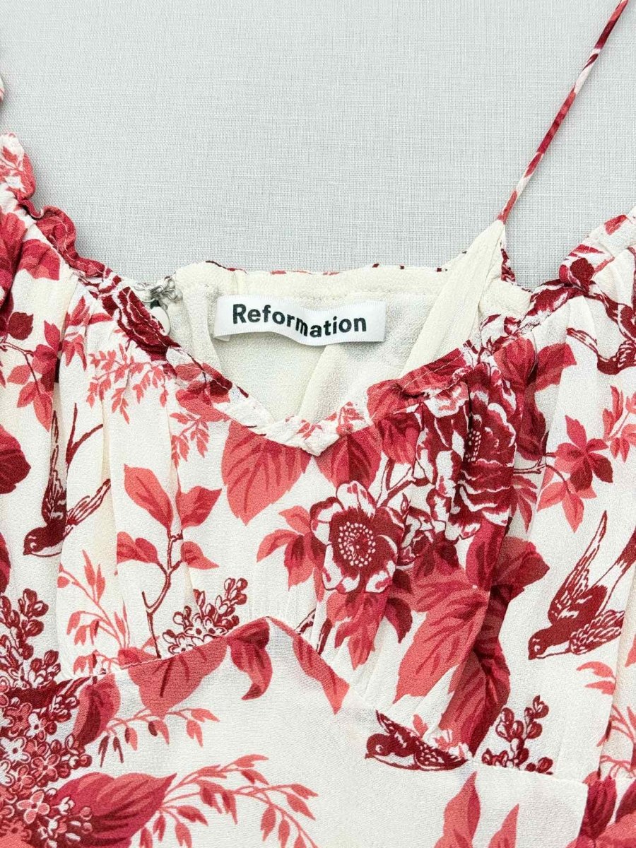 Pre-loved REFORMATION Nikita White & Red Size US 6 Short Dress at Reems Closet