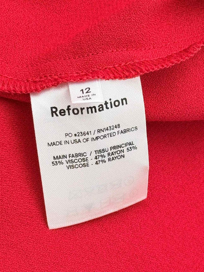 Pre - loved REFORMATION Red Size US 12 Knee Length Dress at Reems Closet