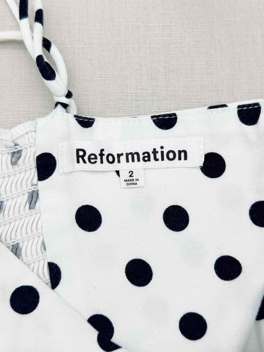 Pre-loved REFORMATION Vinny White w/ Black Size US 2 Midi Dress at Reems Closet