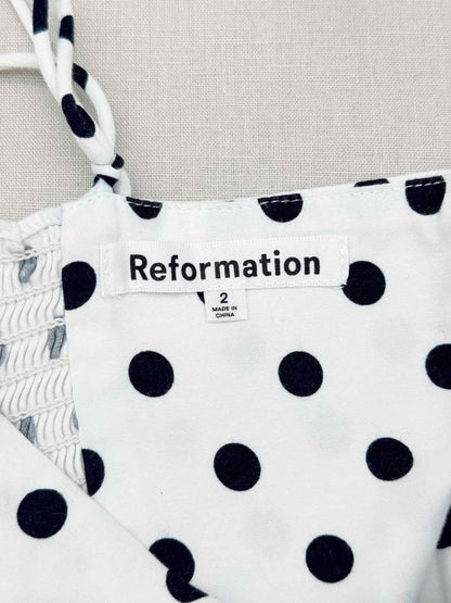 Pre-loved REFORMATION Vinny White w/ Black Size US 2 Midi Dress at Reems Closet