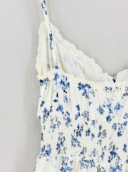 Pre-loved REFORMATION White & Blue Size US 2 Midi Dress at Reems Closet
