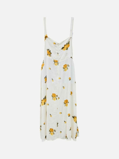 Pre - loved REFORMATION White w/ Yellow Floral Print Midi Dress at Reems Closet