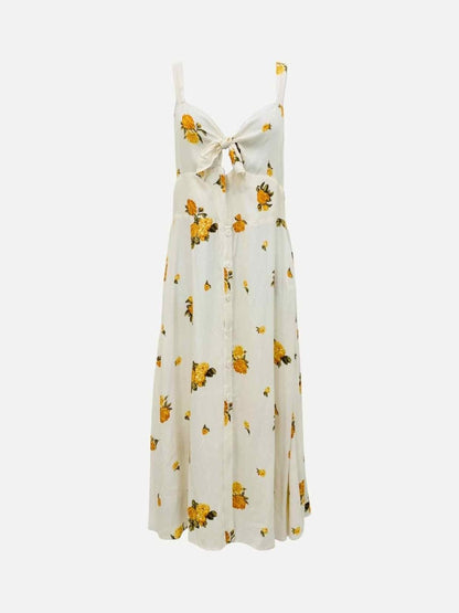 Pre - loved REFORMATION White w/ Yellow Floral Print Midi Dress at Reems Closet