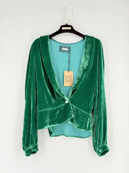 Pre - loved REFORMATION Wrap Green Size XLarge Blouse at Reems Closet