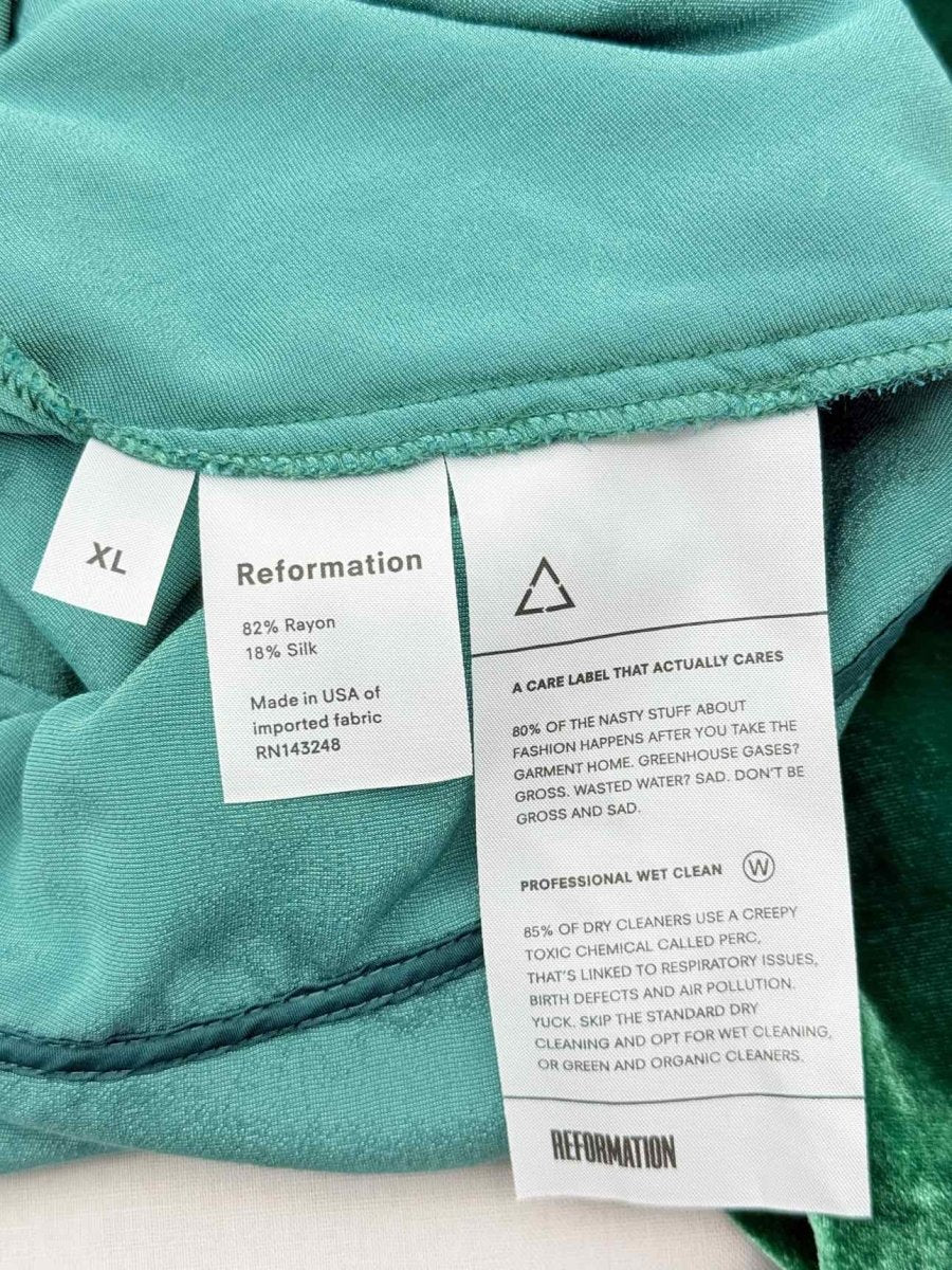 Pre - loved REFORMATION Wrap Green Size XLarge Blouse at Reems Closet