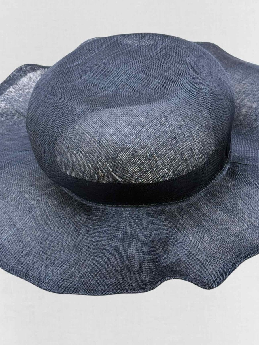 Pre - loved REINHARD PLANK Navy Blue Wide - Brimmed Mesh Straw Hat at Reems Closet