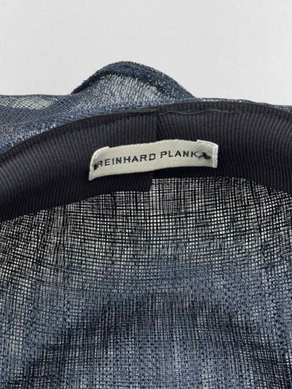 Pre - loved REINHARD PLANK Navy Blue Wide - Brimmed Mesh Straw Hat at Reems Closet