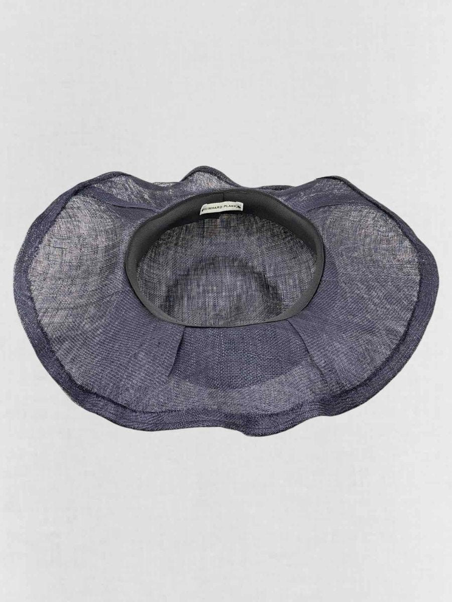 Pre - loved REINHARD PLANK Navy Blue Wide - Brimmed Mesh Straw Hat at Reems Closet