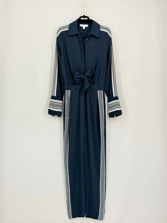 Pre-loved REISS Selma Navy Blue & White Size US 2 Jumpsuit at Reems Closet