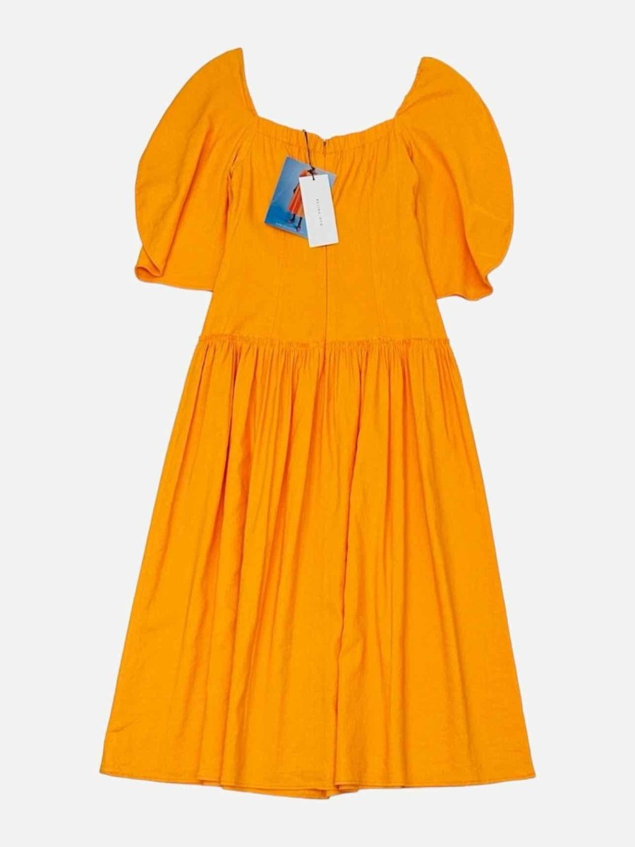 Pre - loved REJINA PYO A - Line Orange Midi Dress at Reems Closet