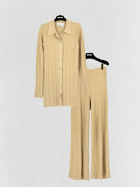 Pre - loved REMAIN Tan Rib Knit Size US 8 Outfit Set at Reems Closet