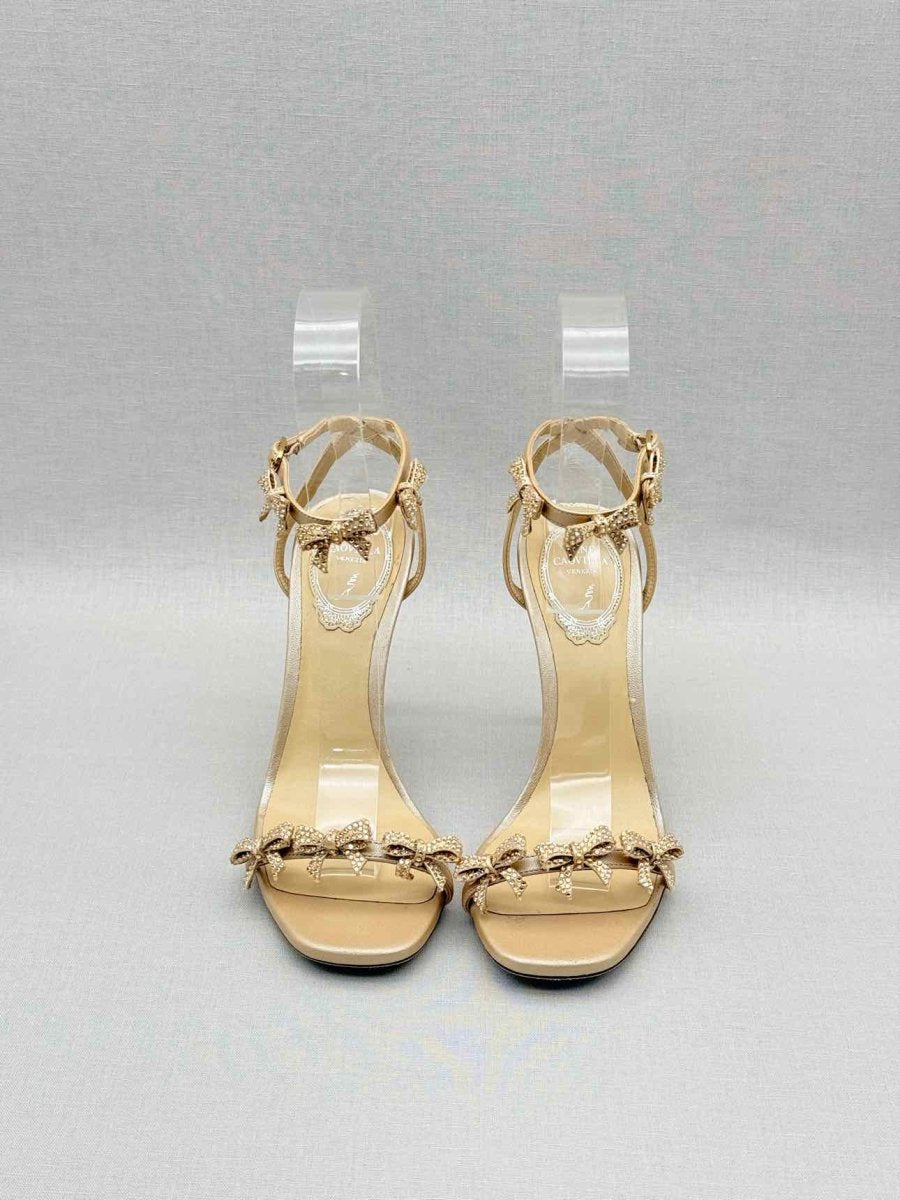 Pre - loved RENE CAOVILLA Caterina Beige Size EU 37 Heeled Sandals at Reems Closet