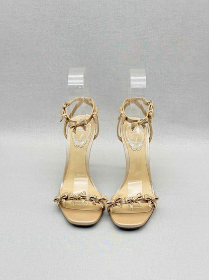 Pre - loved RENE CAOVILLA Caterina Beige Size EU 37 Heeled Sandals at Reems Closet