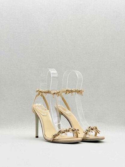 Pre - loved RENE CAOVILLA Caterina Beige Size EU 37 Heeled Sandals at Reems Closet