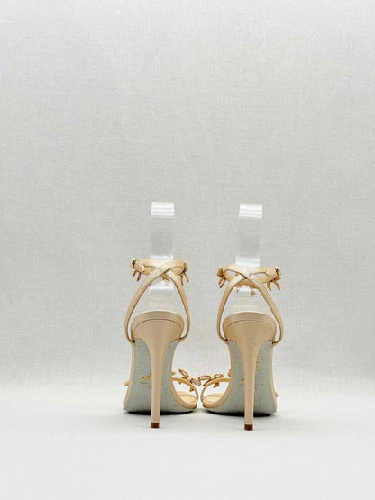 Pre - loved RENE CAOVILLA Caterina Beige Size EU 37 Heeled Sandals at Reems Closet