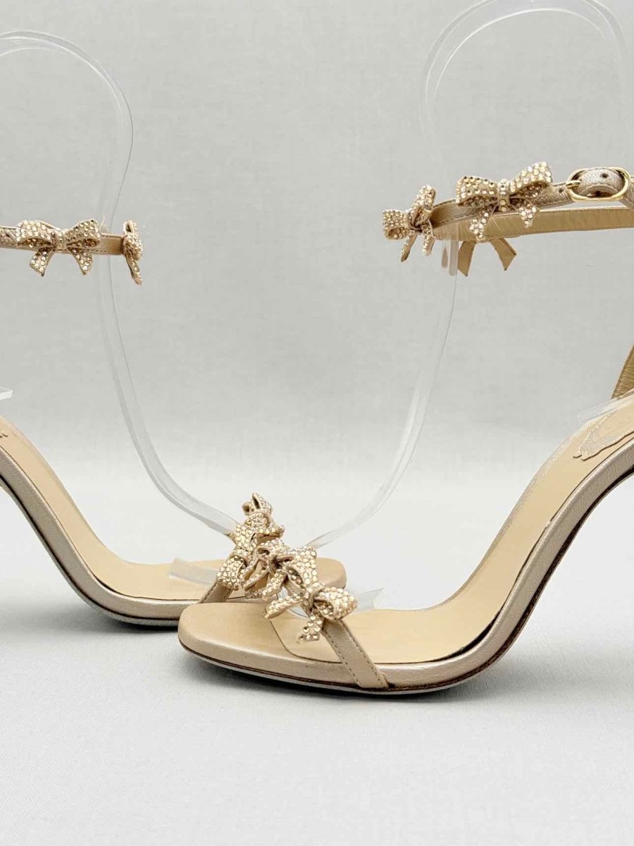 Pre - loved RENE CAOVILLA Caterina Beige Size EU 37 Heeled Sandals at Reems Closet