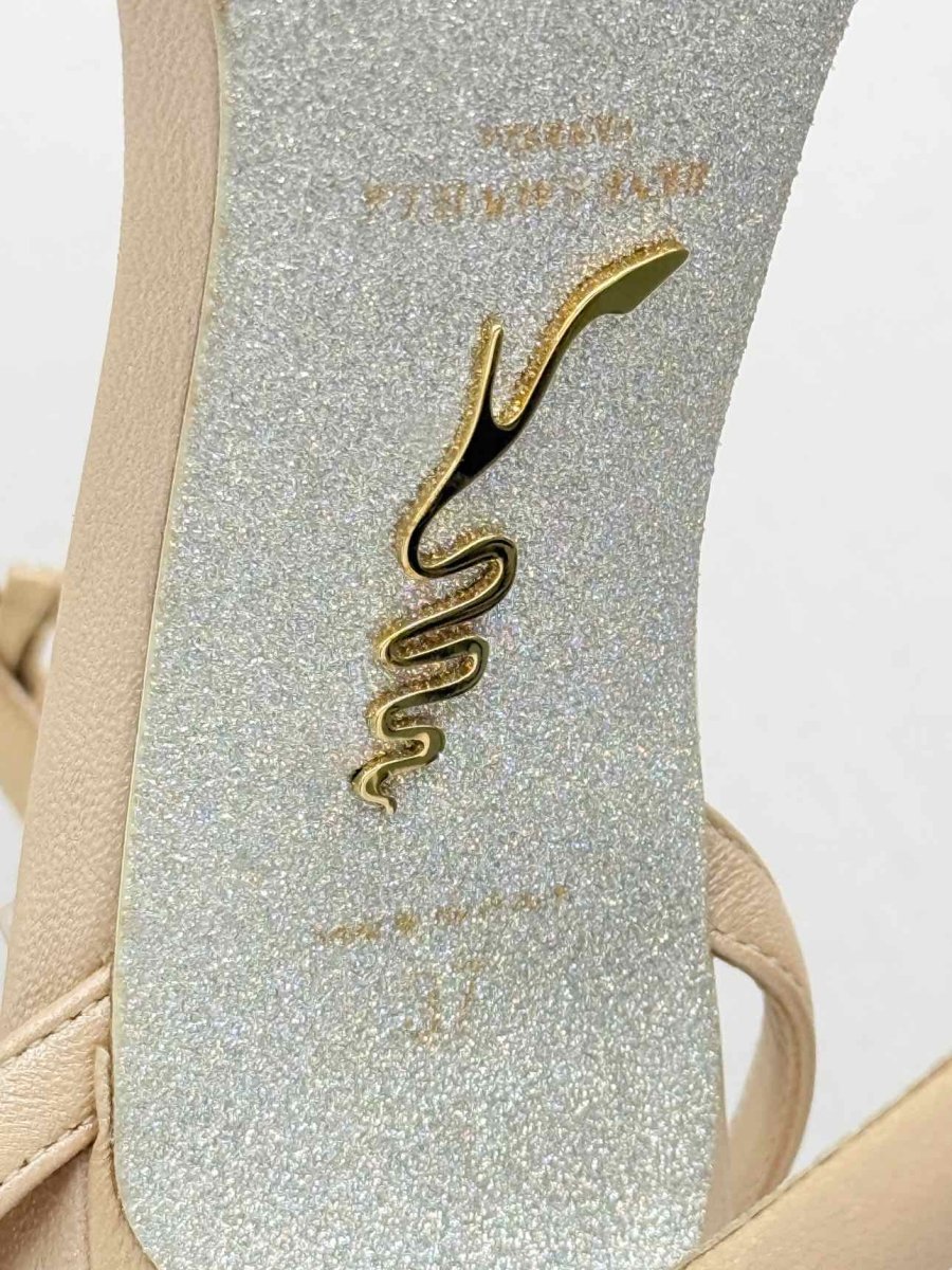 Pre - loved RENE CAOVILLA Caterina Beige Size EU 37 Heeled Sandals at Reems Closet