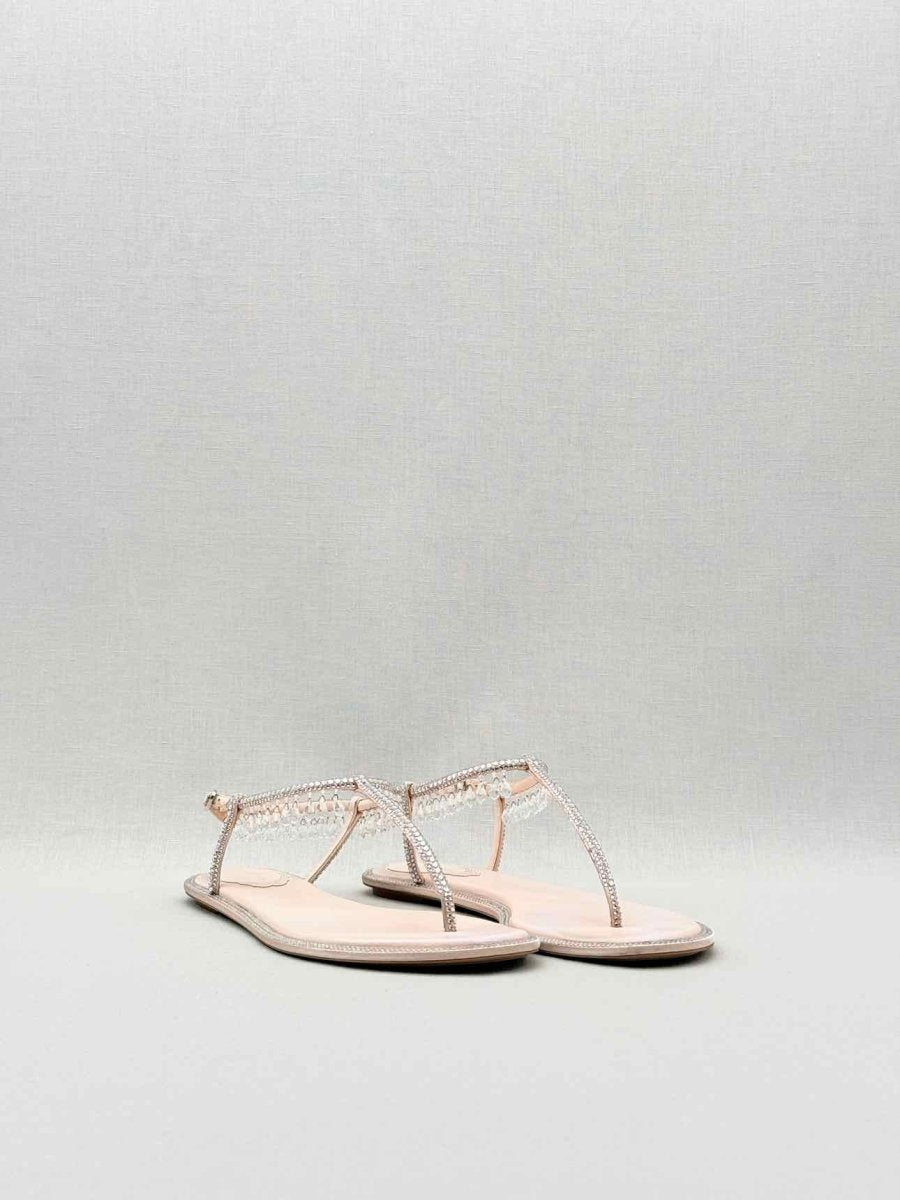 Pre - loved RENE CAOVILLA Diana Beige Size EU 37 Sandals at Reems Closet