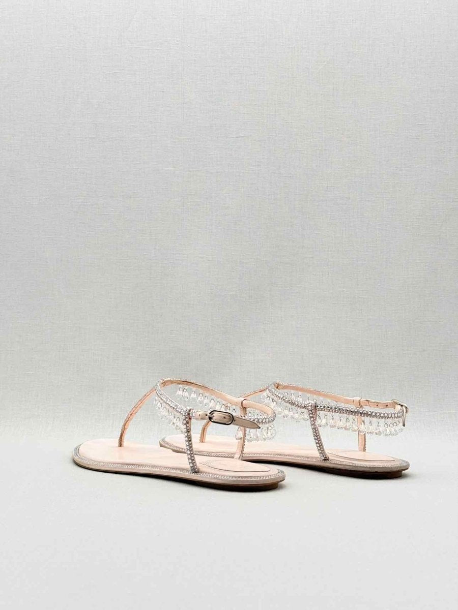 Pre - loved RENE CAOVILLA Diana Beige Size EU 37 Sandals at Reems Closet