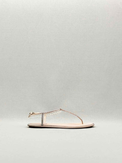 Pre - loved RENE CAOVILLA Diana Beige Size EU 37 Sandals at Reems Closet
