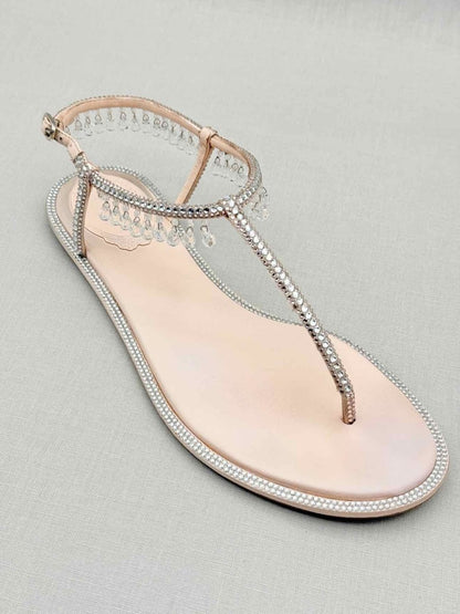Pre - loved RENE CAOVILLA Diana Beige Size EU 37 Sandals at Reems Closet