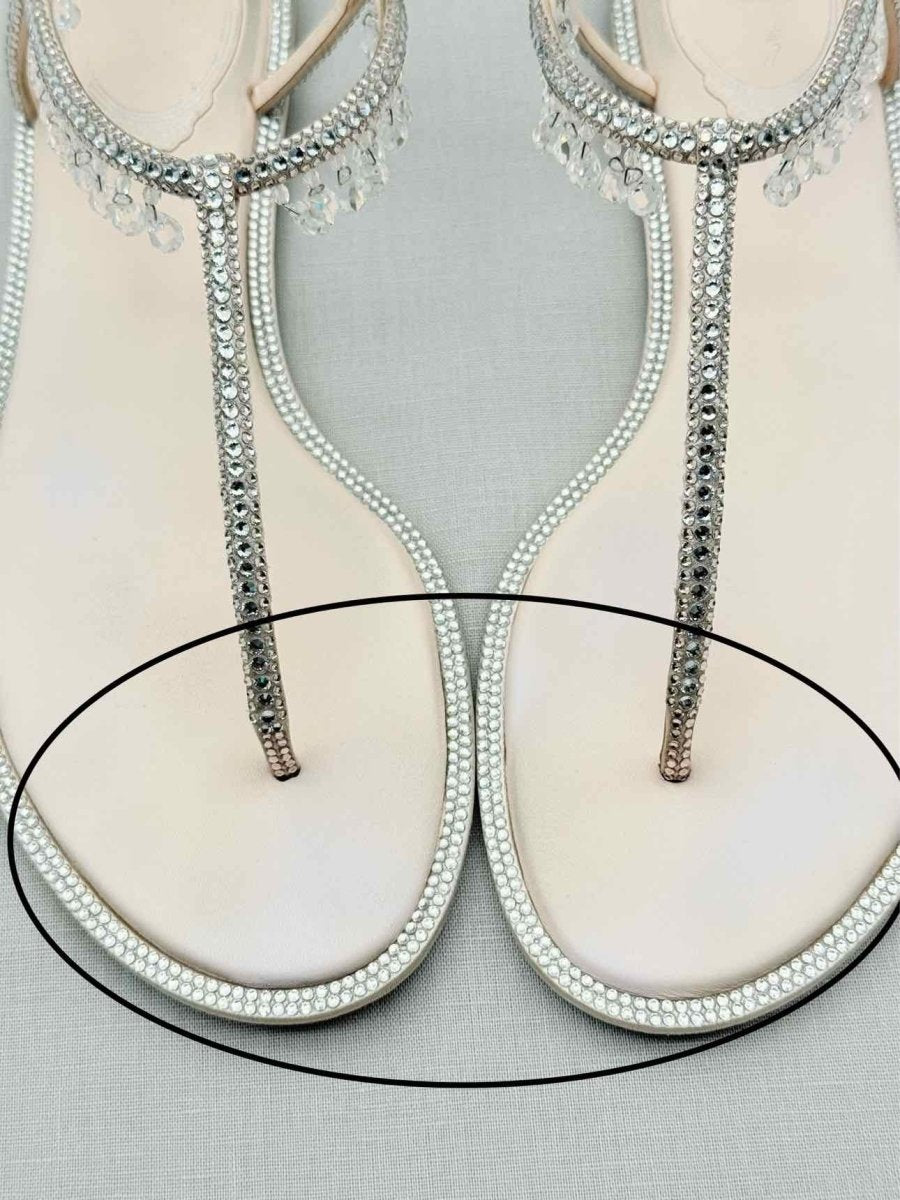 Pre - loved RENE CAOVILLA Diana Beige Size EU 37 Sandals at Reems Closet