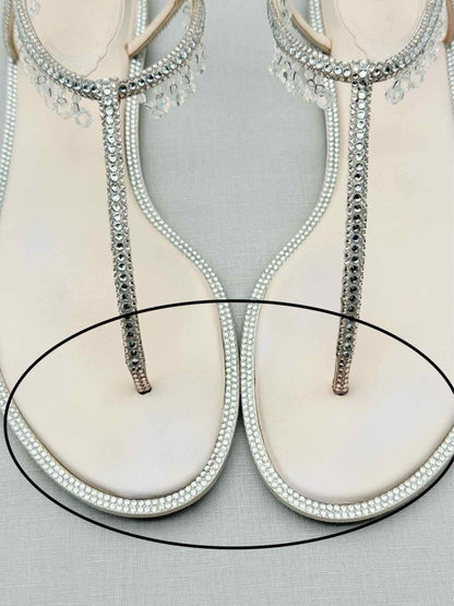 Pre - loved RENE CAOVILLA Diana Beige Size EU 37 Sandals at Reems Closet