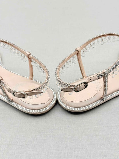 Pre - loved RENE CAOVILLA Diana Beige Size EU 37 Sandals at Reems Closet