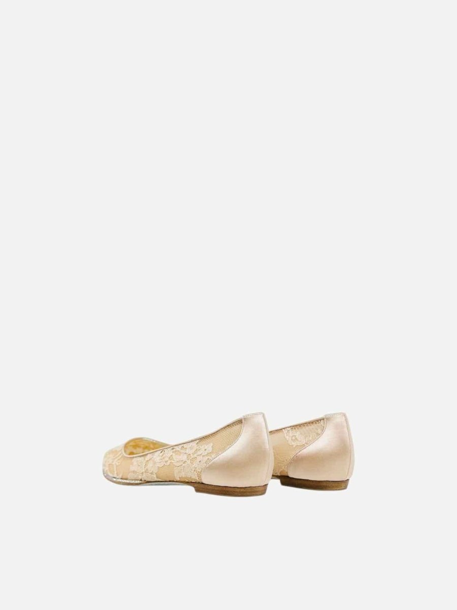 Pre - loved RENE CAOVILLA Lace Nude Ballet Flats 36 at Reems Closet