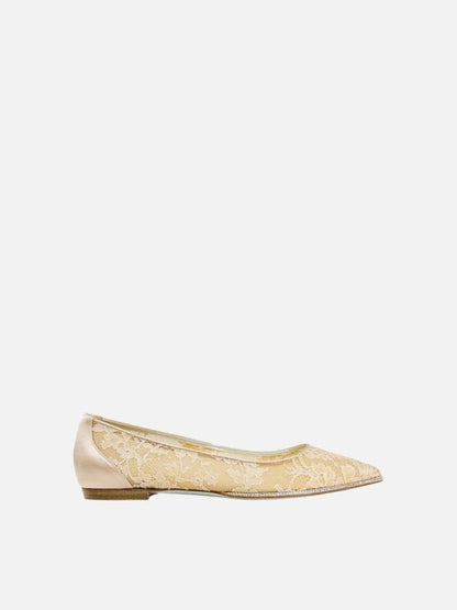 Pre - loved RENE CAOVILLA Lace Nude Ballet Flats 36 at Reems Closet