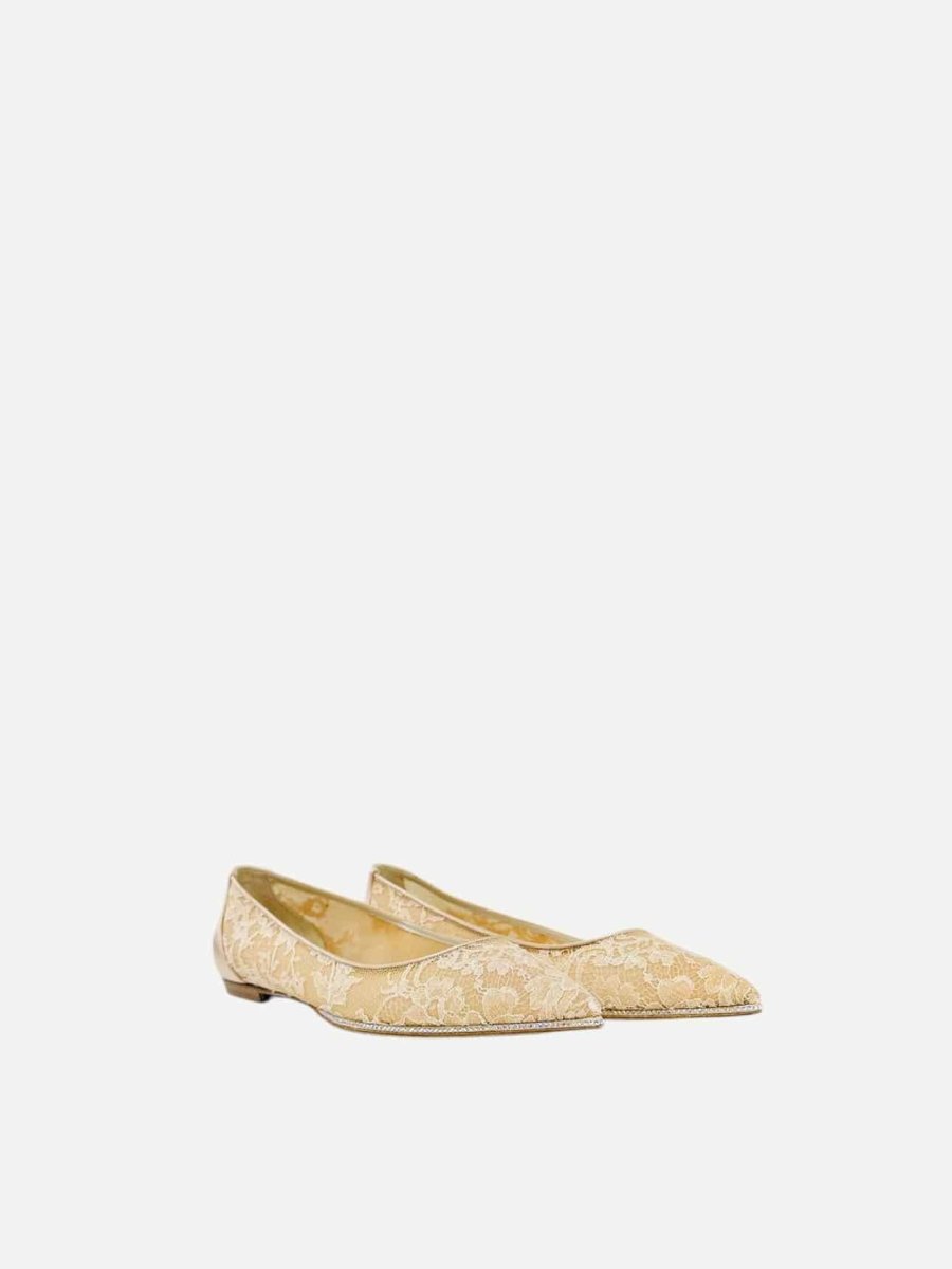 Pre - loved RENE CAOVILLA Lace Nude Ballet Flats 36 at Reems Closet