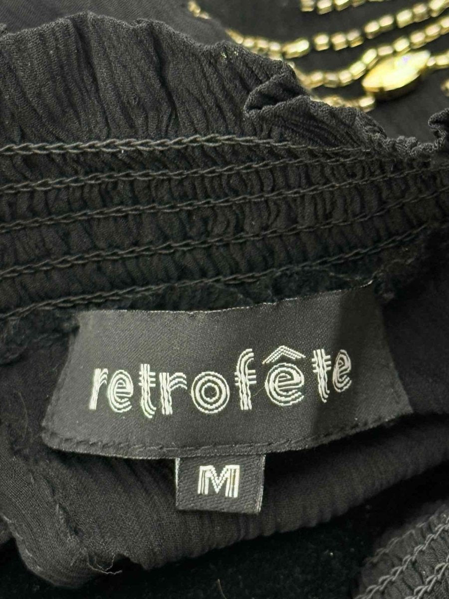 Pre - loved RETROFATE Black & Gold Size Medium Long Dress at Reems Closet