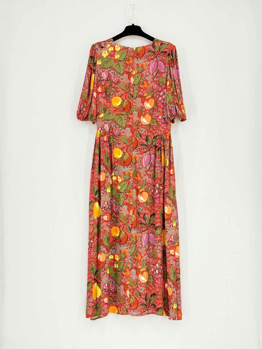 Pre - loved RHODE Gwyneth Red Multicolor Size US 10 Midi Dress at Reems Closet