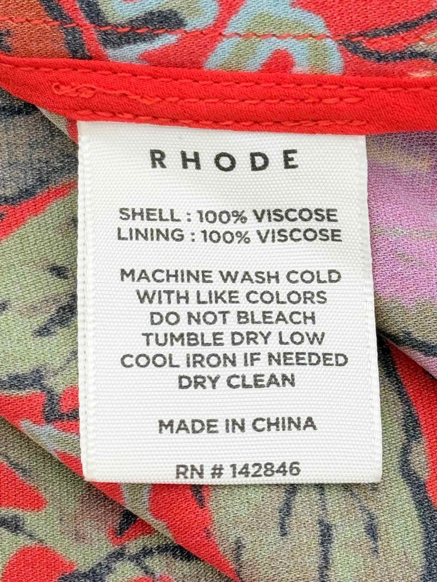 Pre - loved RHODE Gwyneth Red Multicolor Size US 10 Midi Dress at Reems Closet