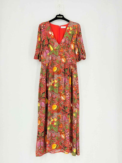 Pre - loved RHODE Gwyneth Red Multicolor Size US 10 Midi Dress at Reems Closet