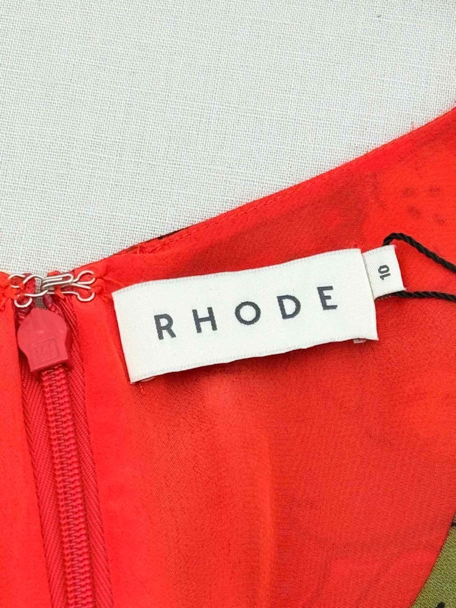Pre - loved RHODE Gwyneth Red Multicolor Size US 10 Midi Dress at Reems Closet